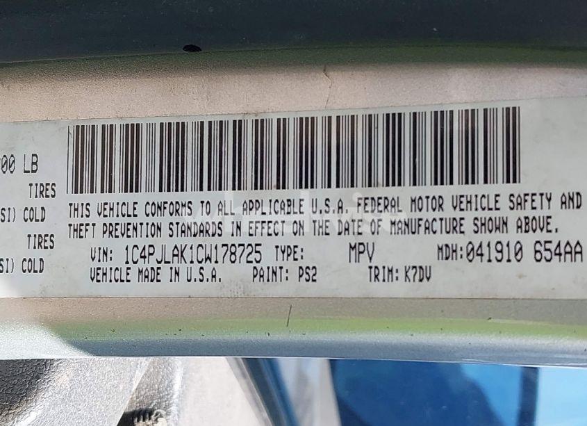 Photo 9 of 2012 Jeep Liberty SPORT (VIN 1C4PJLAK1CW178725)