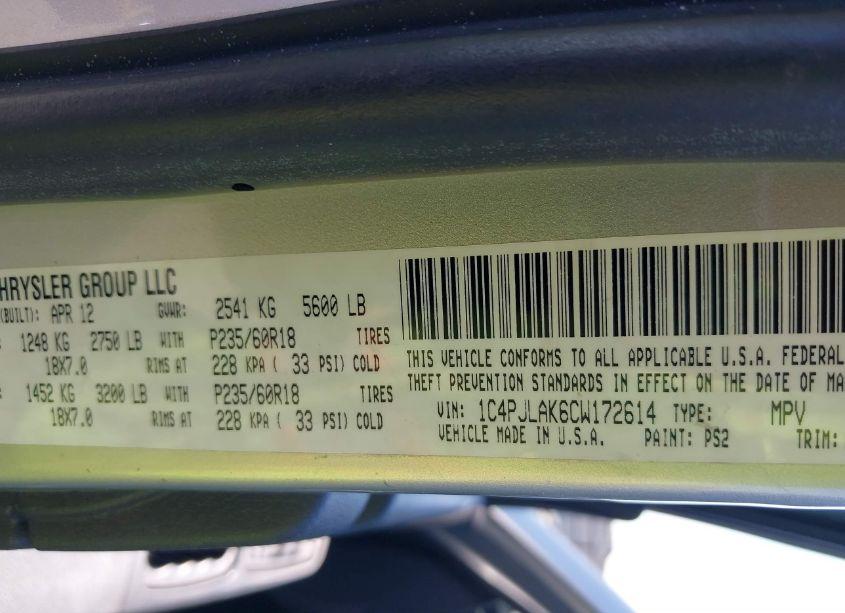 Photo 9 of 2012 Jeep Liberty SPORT (VIN 1C4PJLAK6CW172614)