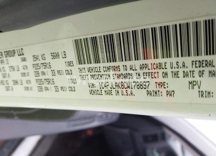 Photo 9 of 2012 Jeep Liberty SPORT (VIN 1C4PJLAK8CW178897)