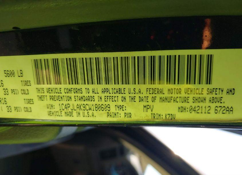 Photo 9 of 2012 Jeep Liberty SPORT (VIN 1C4PJLAK9CW180609)