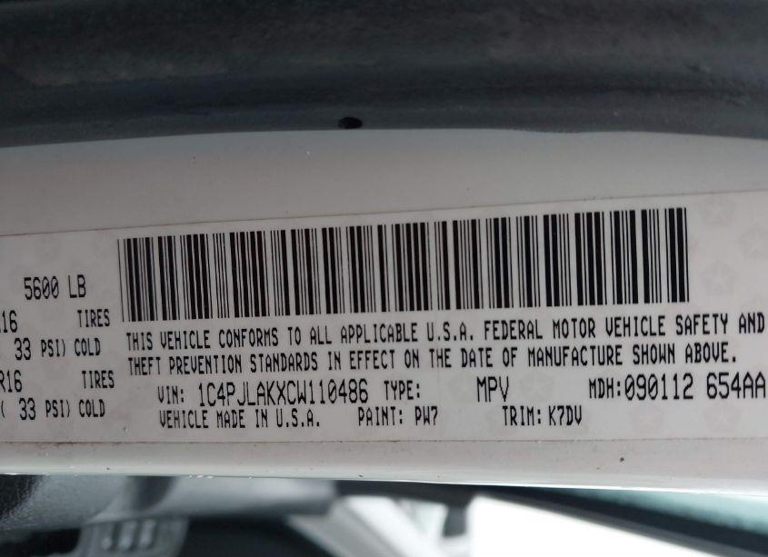 Photo 9 of 2012 Jeep Liberty SPORT (VIN 1C4PJLAKXCW110486)