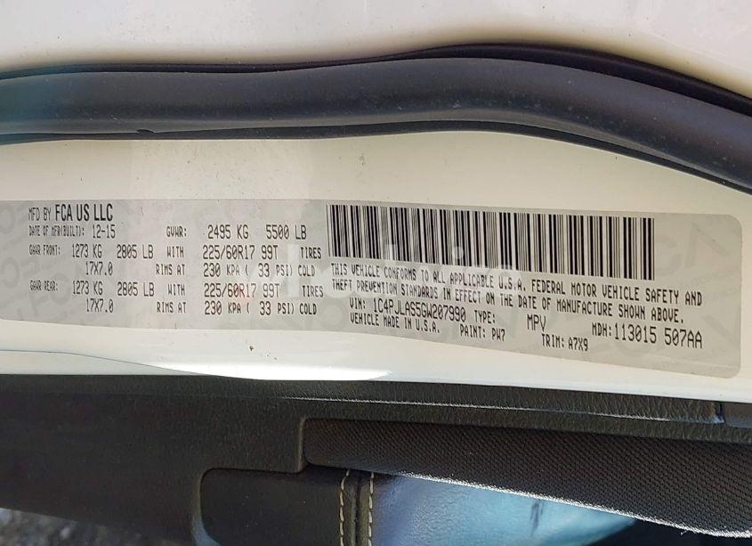 Photo 9 of 2016 Jeep Cherokee SPORT (VIN 1C4PJLAS5GW207990)