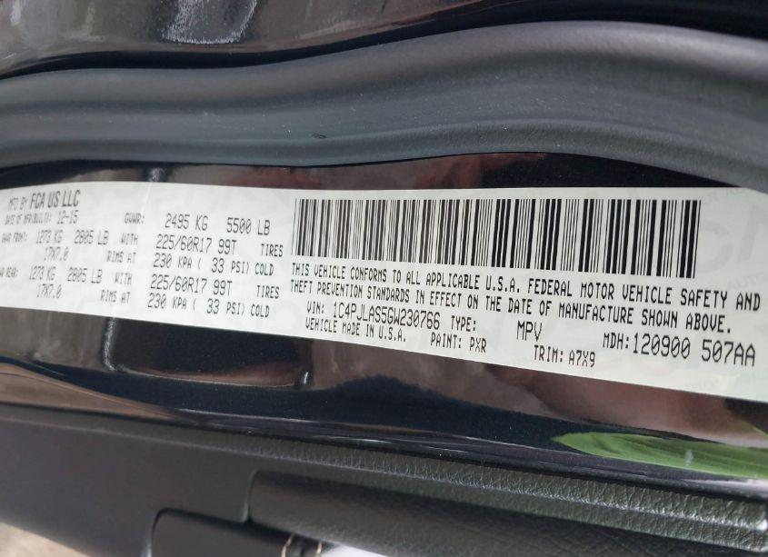 Photo 9 of 2016 Jeep Cherokee SPORT (VIN 1C4PJLAS5GW230766)