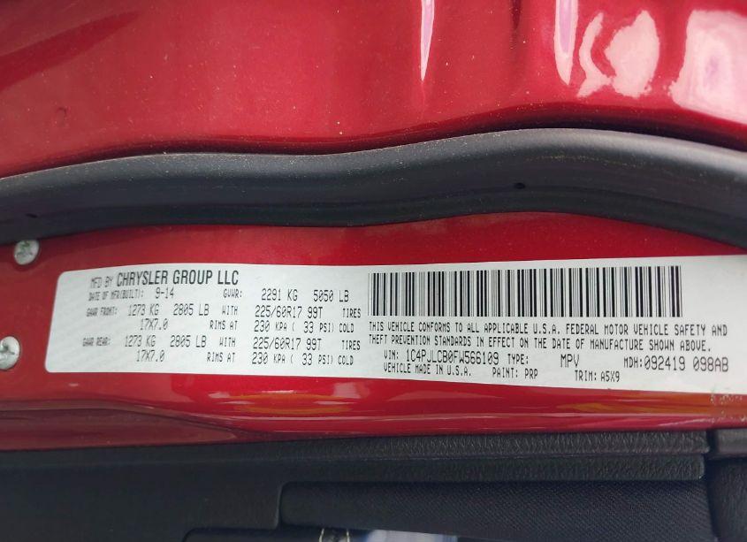 Photo 9 of 2015 Jeep Cherokee LATITUDE (VIN 1C4PJLCB0FW566109)