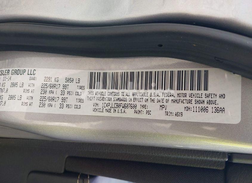 Photo 9 of 2015 Jeep Cherokee LATITUDE (VIN 1C4PJLCB0FW607600)