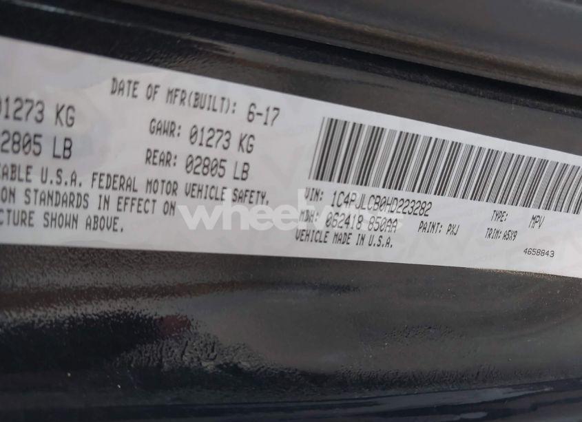 Photo 9 of 2017 Jeep Cherokee LATITUDE FWD (VIN 1C4PJLCB0HD223282)