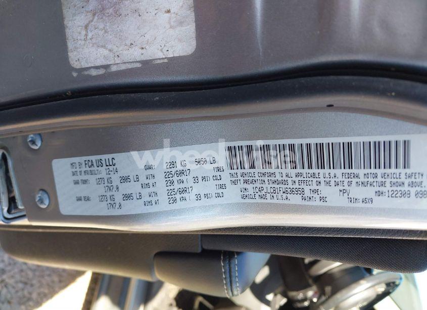 Photo 9 of 2015 Jeep Cherokee LATITUDE (VIN 1C4PJLCB1FW636958)