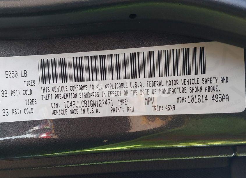 Photo 9 of 2016 Jeep Cherokee LATITUDE (VIN 1C4PJLCB1GW127471)