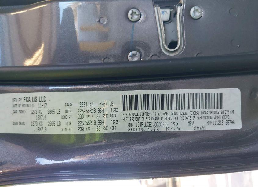 Photo 9 of 2018 Jeep Cherokee LATITUDE TECH CONNECT FWD (VIN 1C4PJLCB1JD589032)