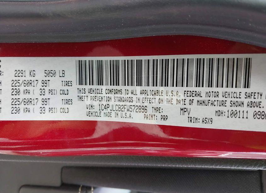 Photo 9 of 2015 Jeep Cherokee LATITUDE (VIN 1C4PJLCB2FW572896)