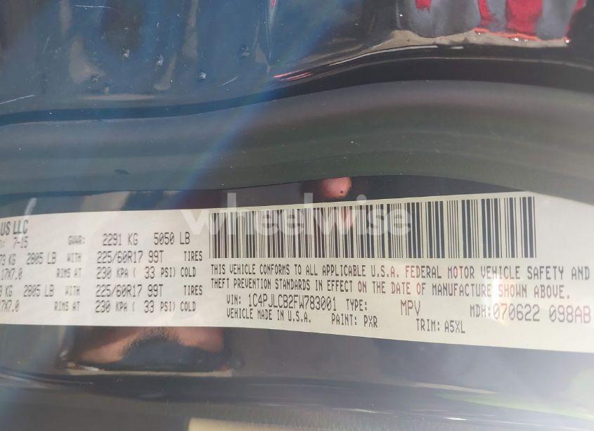 Photo 9 of 2015 Jeep Cherokee LATITUDE (VIN 1C4PJLCB2FW783001)