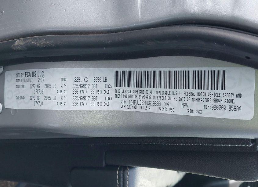 Photo 9 of 2017 Jeep Cherokee LATITUDE FWD (VIN 1C4PJLCB2HW619699)