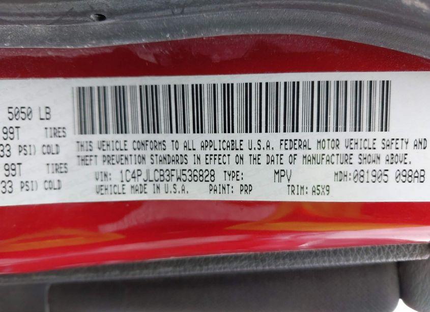 Photo 9 of 2015 Jeep Cherokee LATITUDE (VIN 1C4PJLCB3FW536828)