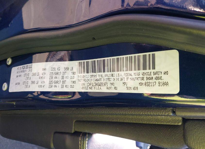 Photo 9 of 2016 Jeep Cherokee LATITUDE (VIN 1C4PJLCB4GW291071)