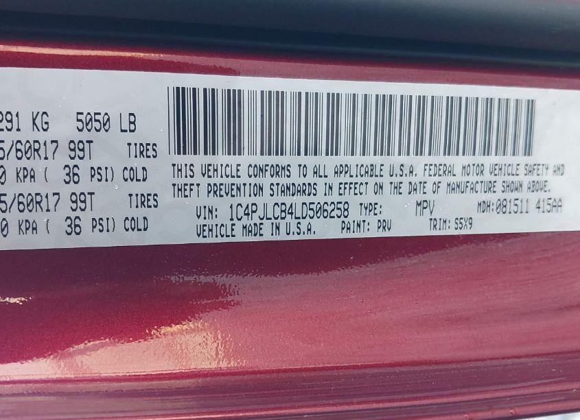 Photo 9 of 2020 Jeep Cherokee LATITUDE FWD (VIN 1C4PJLCB4LD506258)