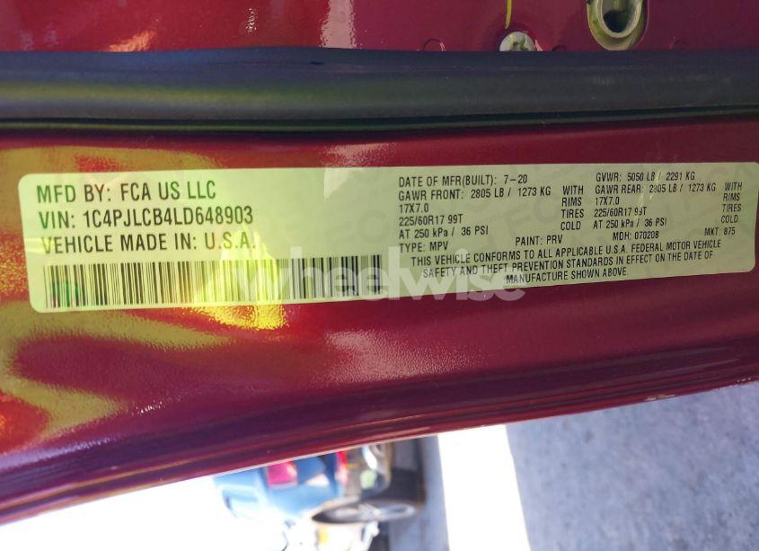 Photo 9 of 2020 Jeep Cherokee LATITUDE FWD (VIN 1C4PJLCB4LD648903)