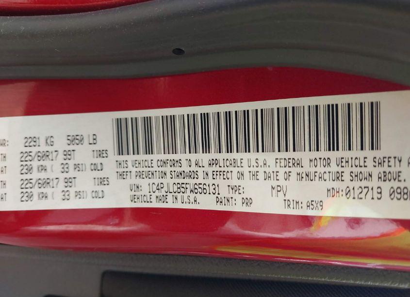 Photo 9 of 2015 Jeep Cherokee LATITUDE (VIN 1C4PJLCB5FW656131)