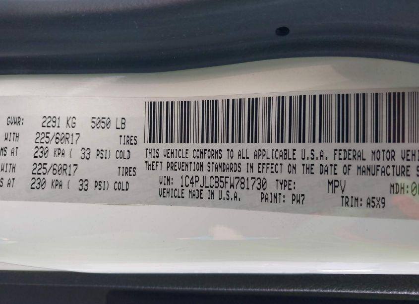 Photo 9 of 2015 Jeep Cherokee LATITUDE (VIN 1C4PJLCB5FW781730)