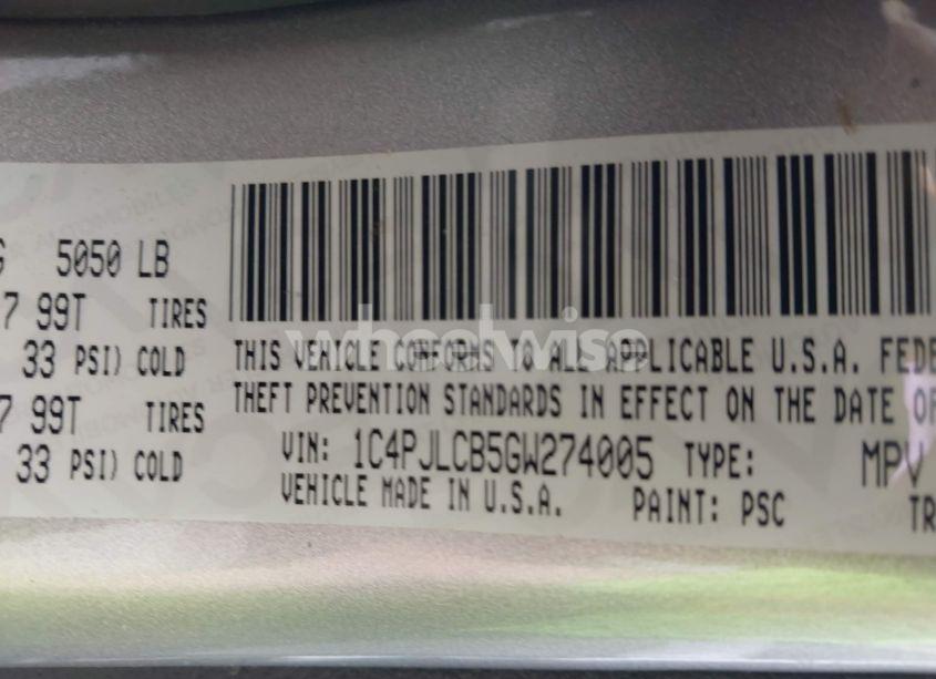 Photo 9 of 2016 Jeep Cherokee LATITUDE (VIN 1C4PJLCB5GW274005)