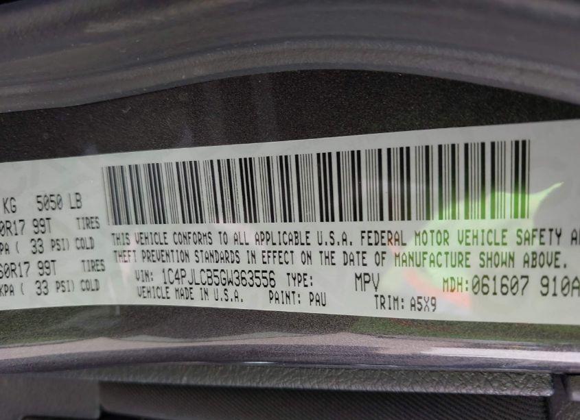 Photo 9 of 2016 Jeep Cherokee LATITUDE (VIN 1C4PJLCB5GW363556)