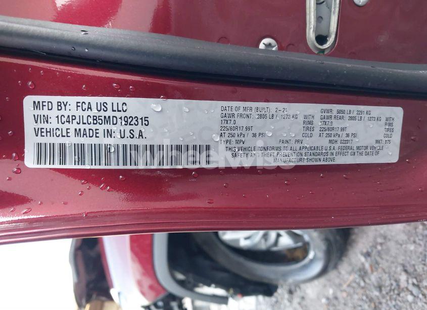 Photo 9 of 2021 Jeep Cherokee LATITUDE FWD (VIN 1C4PJLCB5MD192315)