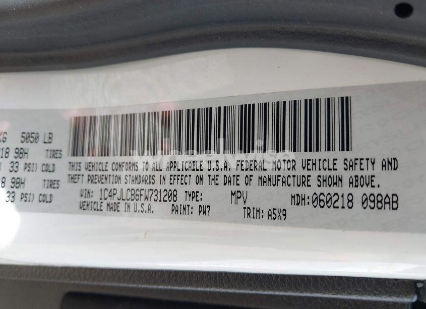 Photo 9 of 2015 Jeep Cherokee LATITUDE ALTITUDE (VIN 1C4PJLCB6FW731208)