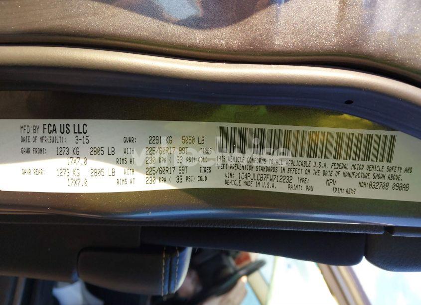 Photo 9 of 2015 Jeep Cherokee LATITUDE (VIN 1C4PJLCB7FW712232)