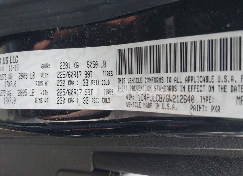 Photo 9 of 2016 Jeep Cherokee LATITUDE (VIN 1C4PJLCB7GW212640)