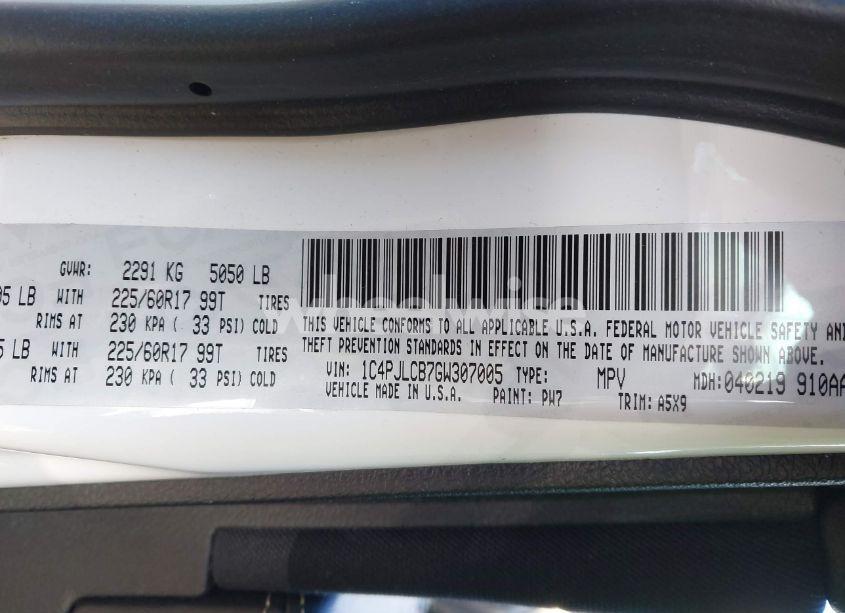 Photo 9 of 2016 Jeep Cherokee LATITUDE (VIN 1C4PJLCB7GW307005)