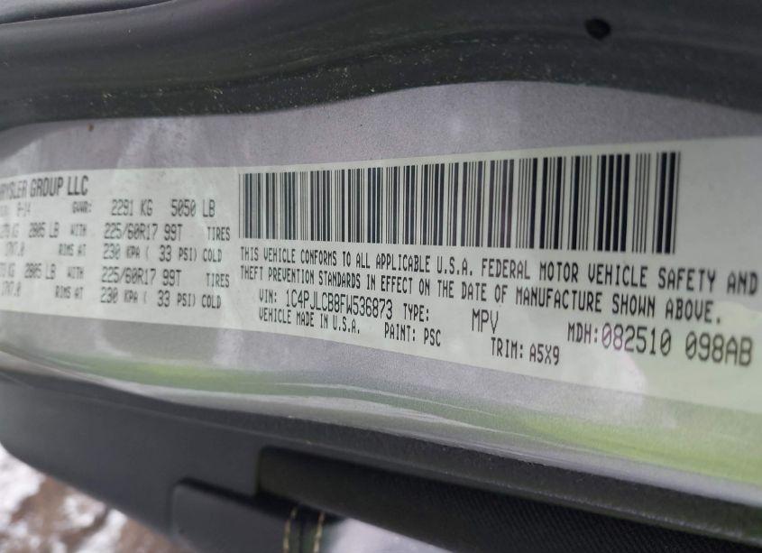 Photo 9 of 2015 Jeep Cherokee LATITUDE (VIN 1C4PJLCB8FW536873)