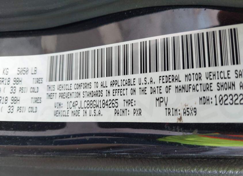 Photo 9 of 2016 Jeep Cherokee ALTITUDE (VIN 1C4PJLCB8GW184265)