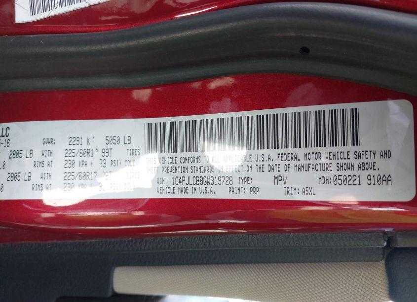 Photo 9 of 2016 Jeep Cherokee LATITUDE (VIN 1C4PJLCB8GW319728)