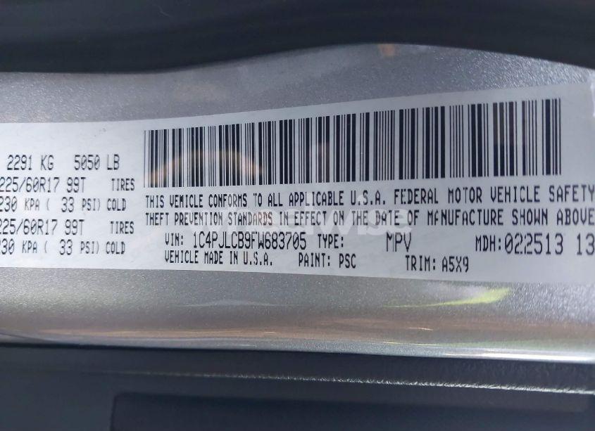 Photo 9 of 2015 Jeep Cherokee LATITUDE (VIN 1C4PJLCB9FW683705)