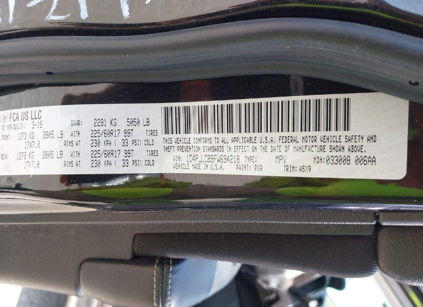 Photo 9 of 2015 Jeep Cherokee LATITUDE (VIN 1C4PJLCB9FW694218)