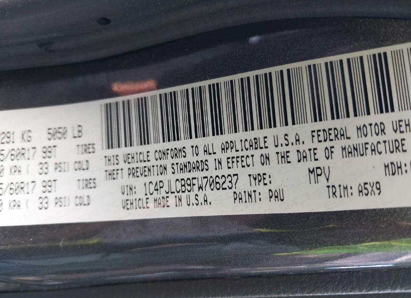 Photo 9 of 2015 Jeep Cherokee LATITUDE (VIN 1C4PJLCB9FW706237)