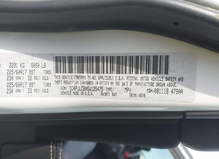 Photo 9 of 2016 Jeep Cherokee LATITUDE (VIN 1C4PJLCBXGW125475)