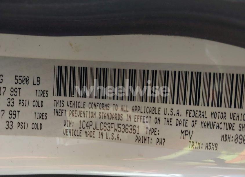 Photo 9 of 2015 Jeep Cherokee LATITUDE (VIN 1C4PJLCS3FW536361)