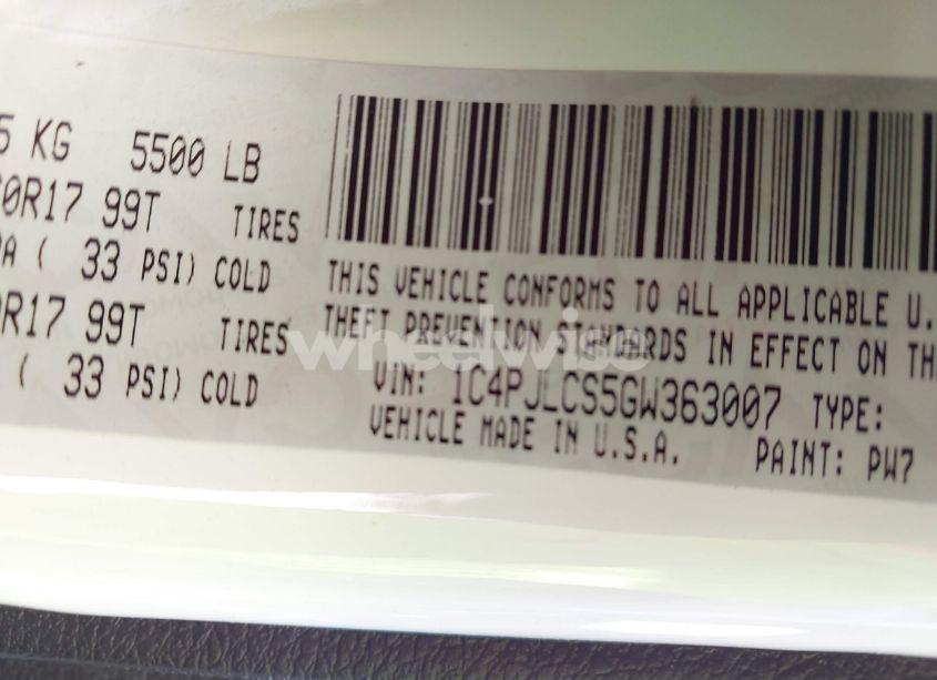 Photo 9 of 2016 Jeep Cherokee LATITUDE (VIN 1C4PJLCS5GW363007)