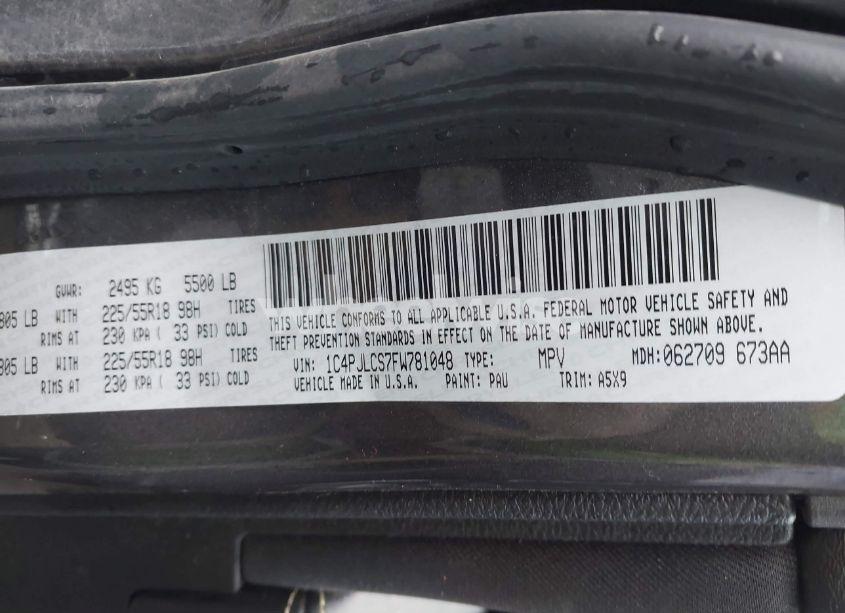 Photo 9 of 2015 Jeep Cherokee LATITUDE ALTITUDE (VIN 1C4PJLCS7FW781048)