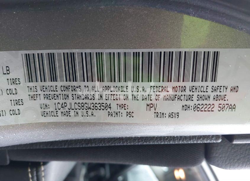 Photo 9 of 2016 Jeep Cherokee LATITUDE (VIN 1C4PJLCS8GW363504)