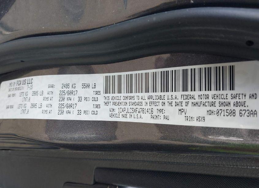 Photo 9 of 2015 Jeep Cherokee LATITUDE (VIN 1C4PJLCSXFW781416)