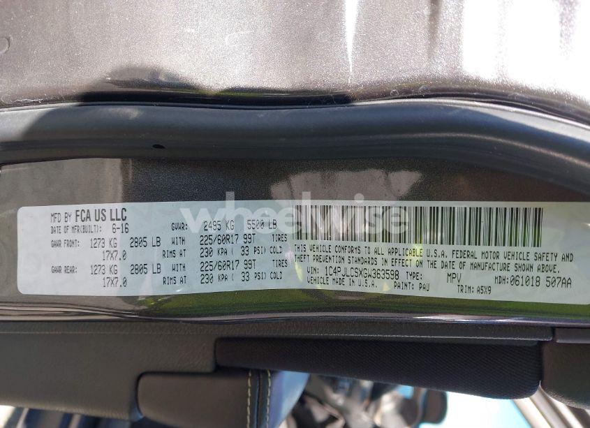 Photo 9 of 2016 Jeep Cherokee LATITUDE (VIN 1C4PJLCSXGW363598)