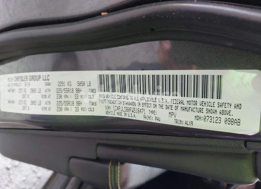 Photo 9 of 2015 Jeep Cherokee LIMITED (VIN 1C4PJLDB0FW516471)