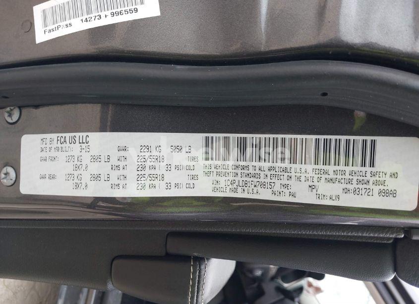 Photo 9 of 2015 Jeep Cherokee LIMITED (VIN 1C4PJLDB1FW708157)