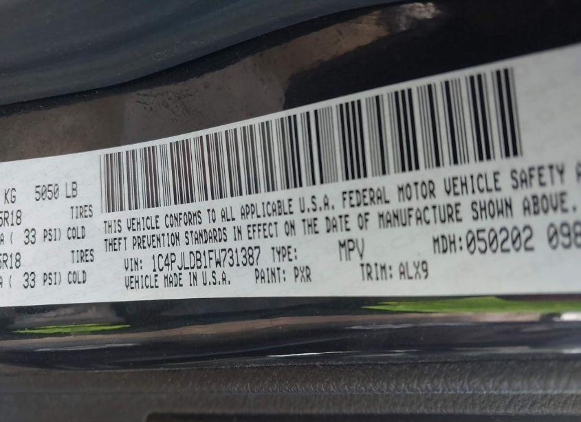 Photo 9 of 2015 Jeep Cherokee LIMITED (VIN 1C4PJLDB1FW731387)