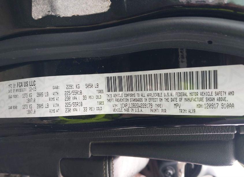 Photo 9 of 2016 Jeep Cherokee LIMITED (VIN 1C4PJLDB2GW229179)