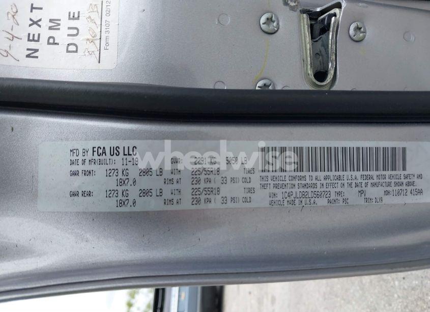 Photo 9 of 2020 Jeep Cherokee LIMITED FWD (VIN 1C4PJLDB2LD560723)