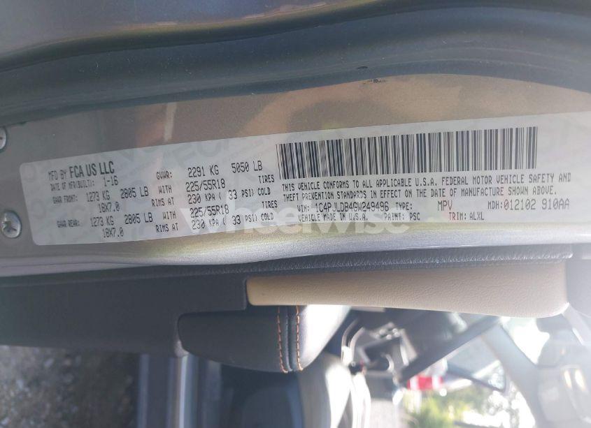 Photo 9 of 2016 Jeep Cherokee LIMITED (VIN 1C4PJLDB4GW249496)