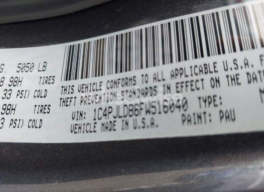 Photo 9 of 2015 Jeep Cherokee LIMITED (VIN 1C4PJLDB6FW516040)