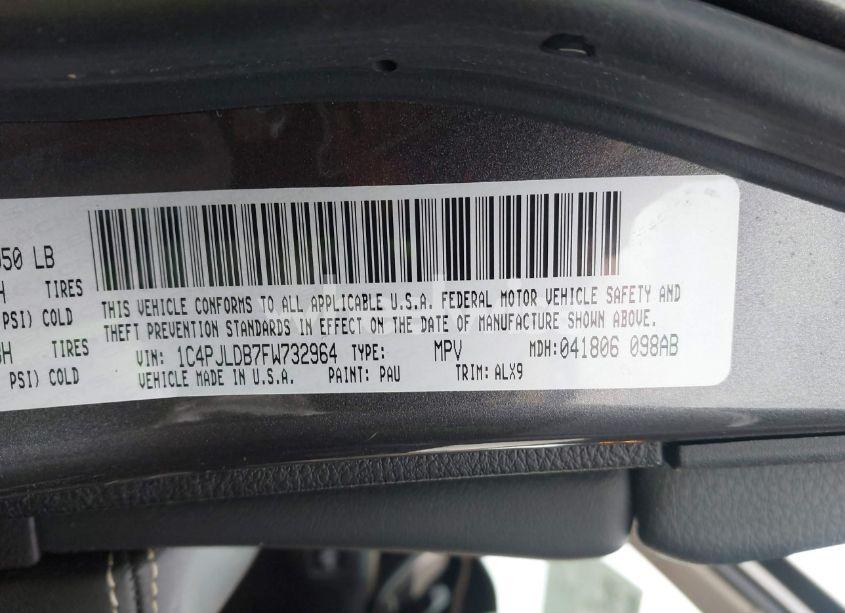 Photo 9 of 2015 Jeep Cherokee LIMITED (VIN 1C4PJLDB7FW732964)